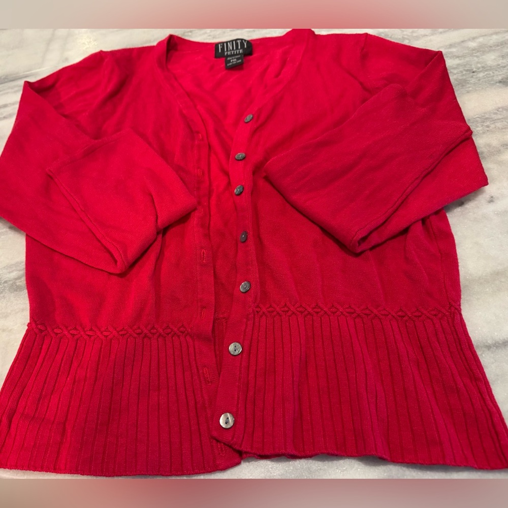 Finity Women's Red Button-Up Sweater